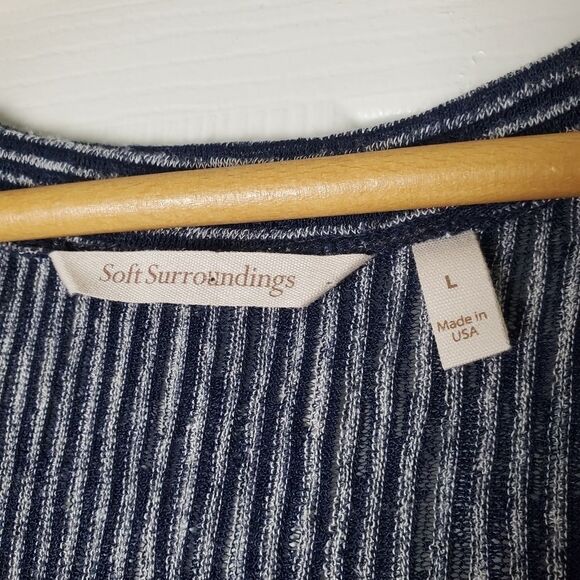 Soft Surroundings Navy Striped Short Sleeve Tee - Picture 5 of 6